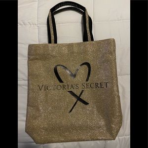 Victoria’s Secret Gold Glitter Tote Bag